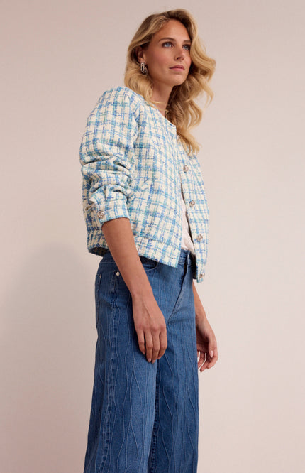 Jacket Round-Neck Tweed Blue Melange Q02-19-802 1