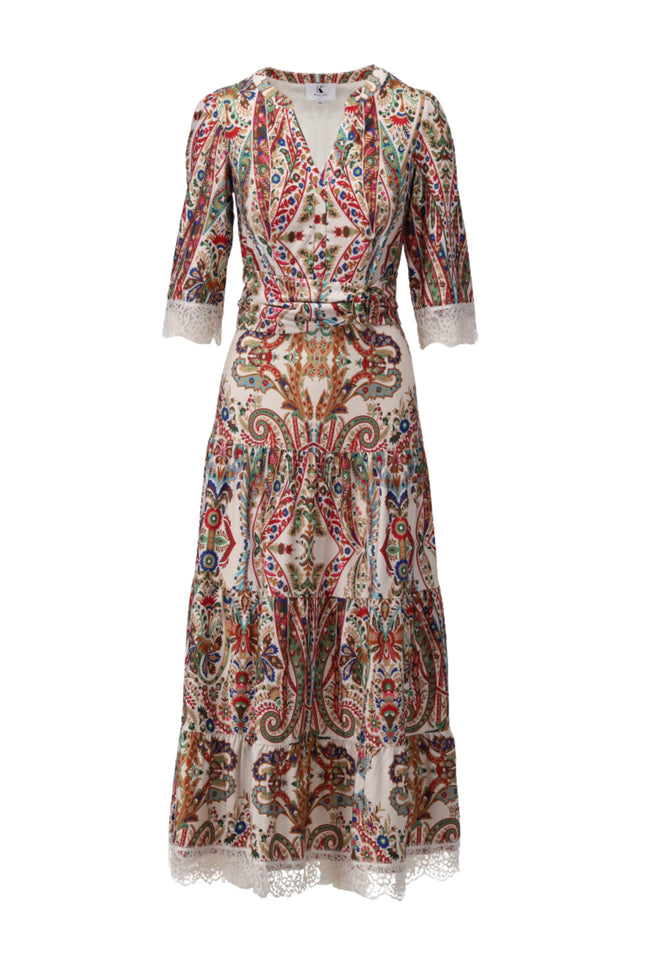 K-design Jurk Maxi Met Design & Kant C301-P095 Stretchshop.nl