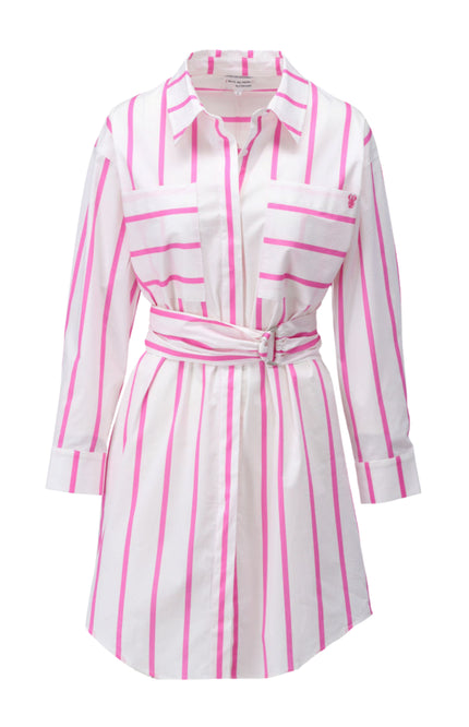 Jurk Met Fluo Strepen Fuchsia Pink C954L