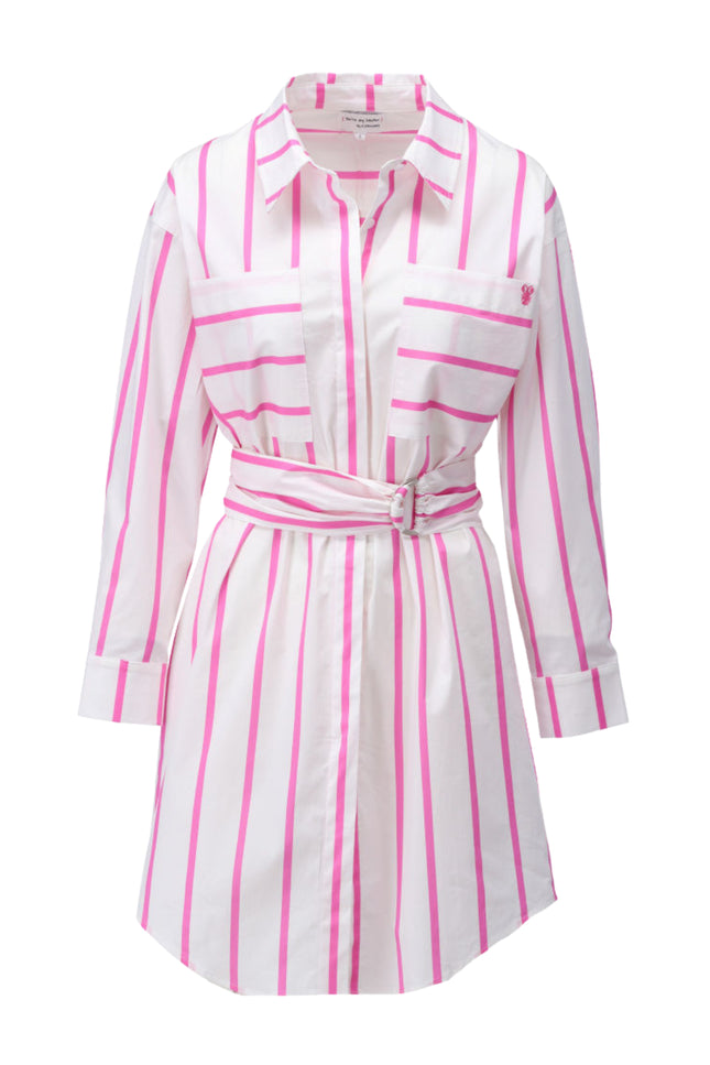 Jurk Met Fluo Strepen Fuchsia Pink C954L