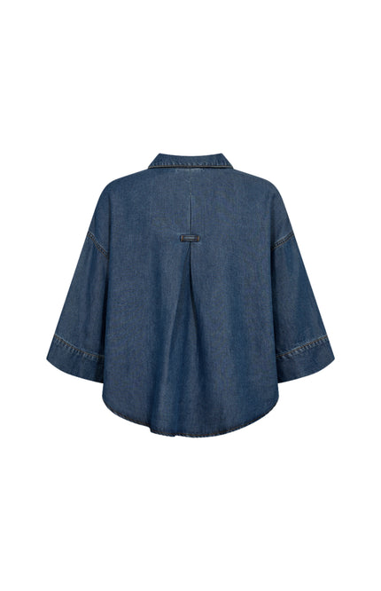 Freequent Blouse Fqmilo Medium Blue Denim 207843 Stretchshop.nl