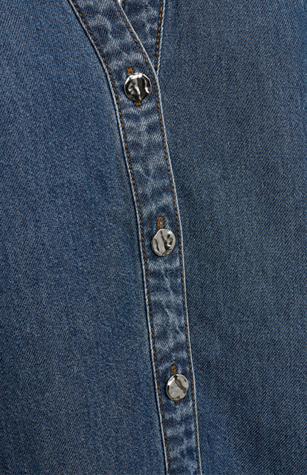 Freequent Blouse Fqmilo Medium Blue Denim 207843 Stretchshop.nl