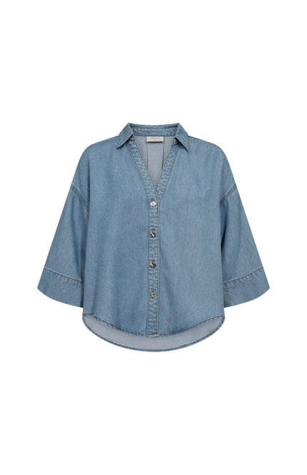 Freequent Blouse Fqmilo Light Blue Denim 207843 Stretchshop.nl