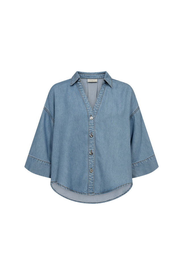 Freequent Blouse Fqmilo Light Blue Denim 207843 Stretchshop.nl