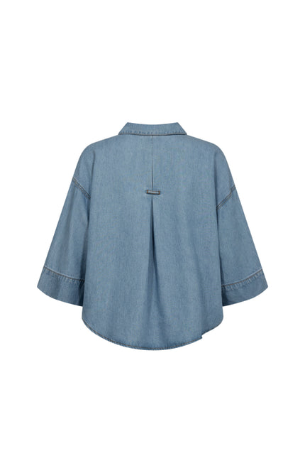 Freequent Blouse Fqmilo Light Blue Denim 207843 Stretchshop.nl