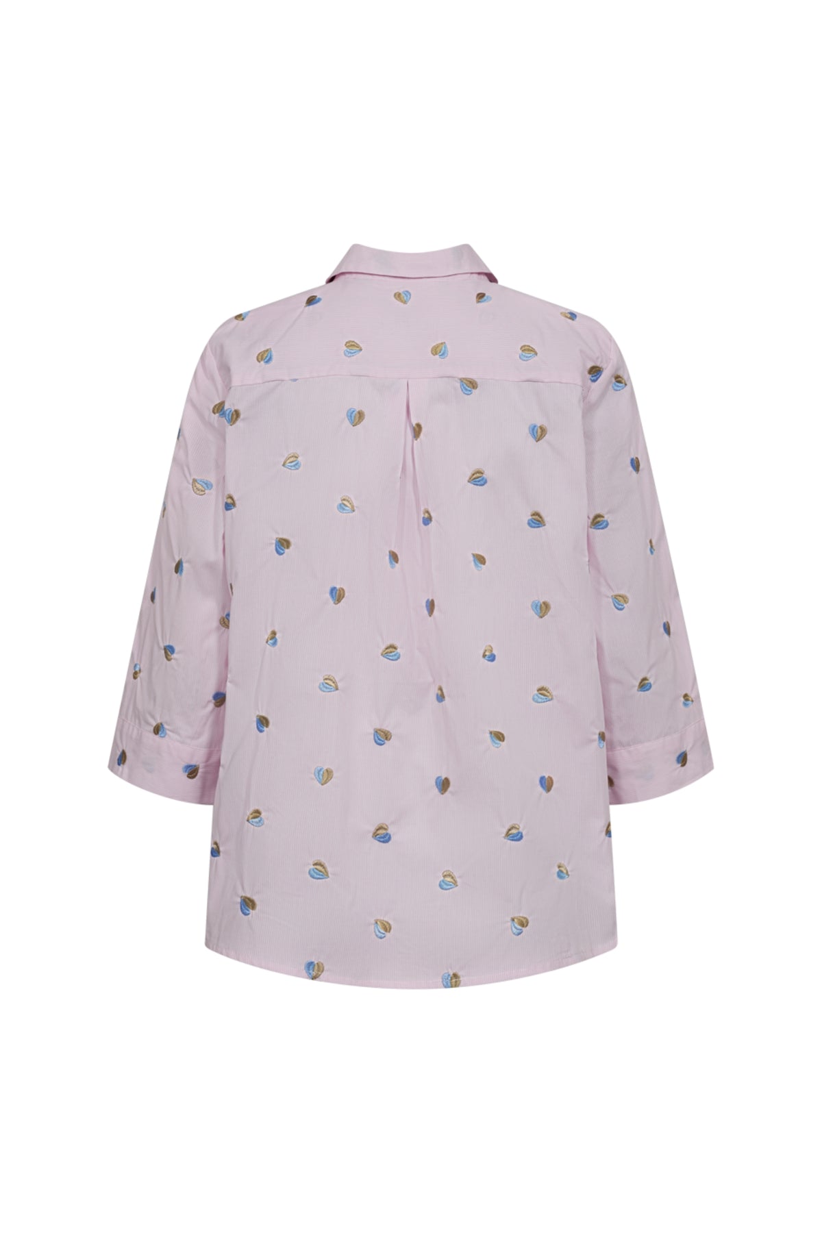 Blouse Fqrosan Sweet Lilac Blue Bell van Freequent, met lange mouwen en ronde hals, gedragen door een model.