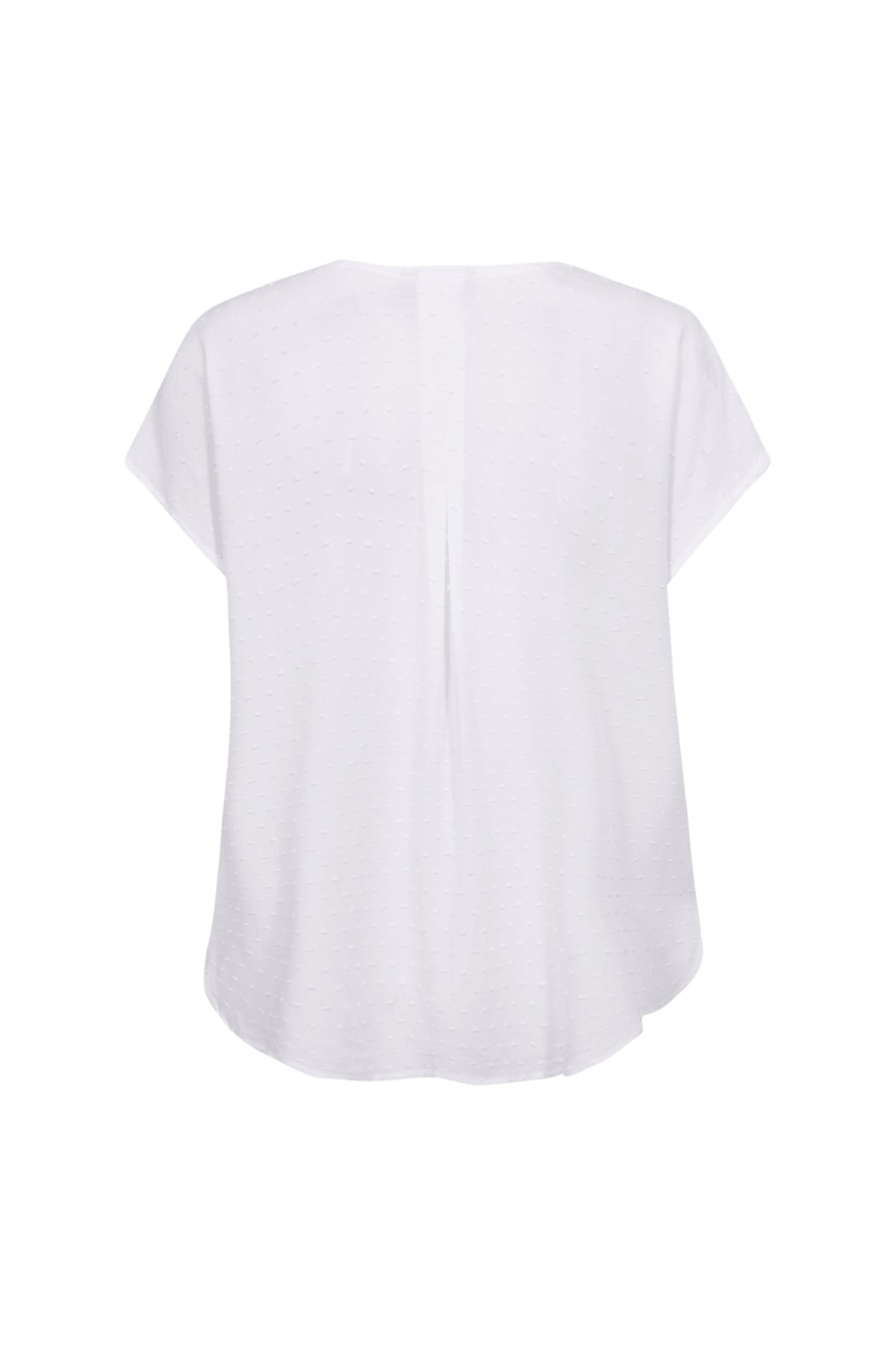 Witte blouse Fqkalya van Freequent met lange mouwen en elegante snit, gedragen door een model, op een witte achtergrond.