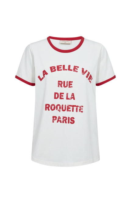 Freequent T-shirt Fqfenjal Star Offwhite True Red 207658 Stretchshop.nl