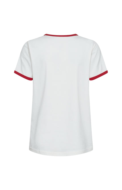 Freequent T-shirt Fqfenjal Star Offwhite True Red 207658 Stretchshop.nl