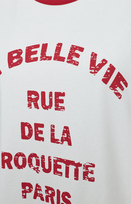 Freequent T-shirt Fqfenjal Star Offwhite True Red 207658 Stretchshop.nl