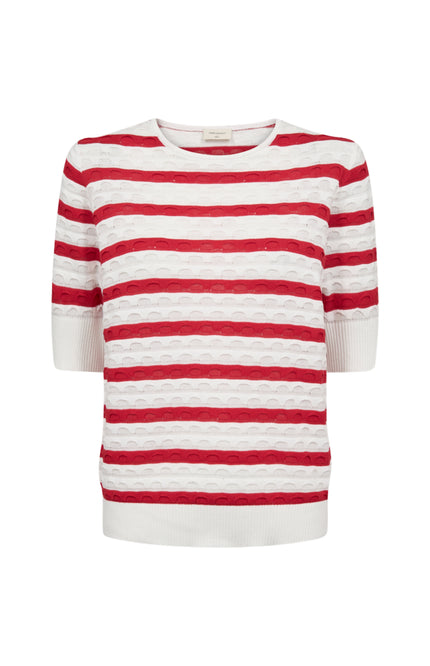Freequent Trui Fqdodo Stripe Star Offwhite True Red 207671 Stretchshop.nl