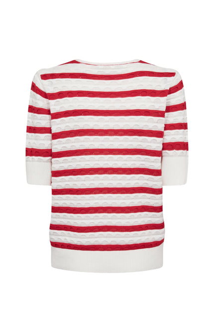 Freequent Trui Fqdodo Stripe Star Offwhite True Red 207671 Stretchshop.nl