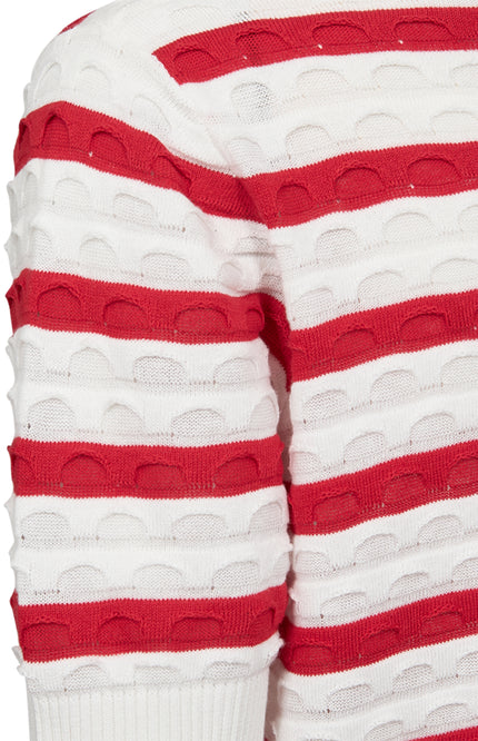 Freequent Trui Fqdodo Stripe Star Offwhite True Red 207671 Stretchshop.nl