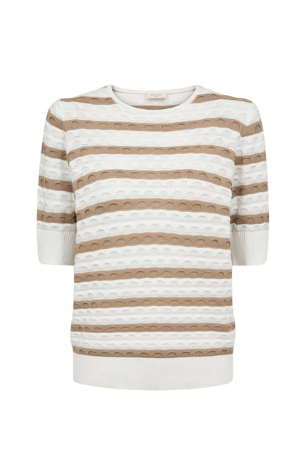 Freequent Trui Fqdodo Stripe Star Offwhite Silver Mink 207671 Stretchshop.nl