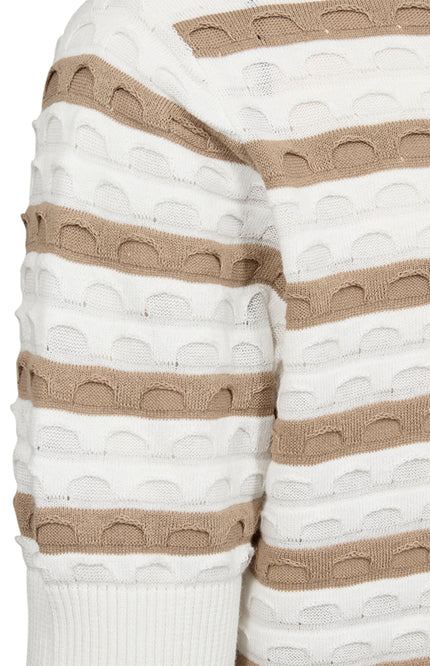 Freequent Trui Fqdodo Stripe Star Offwhite Silver Mink 207671 Stretchshop.nl