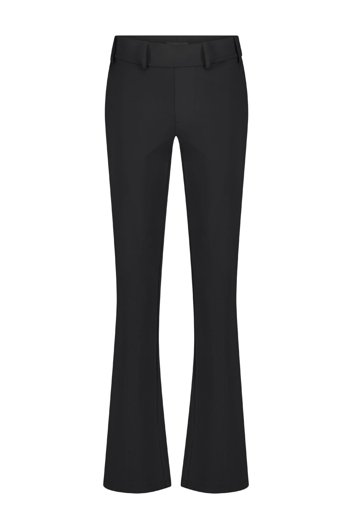 Zwarte Lady Day travel broek Poppy met elastische taille en comfortabele pasvorm, zichtbaar in de afbeelding.