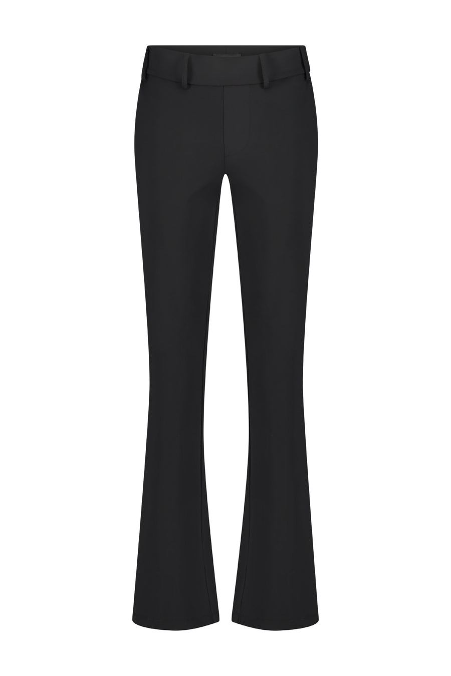 Zwarte Lady Day travel broek Poppy met elastische taille en comfortabele pasvorm, zichtbaar in de afbeelding.