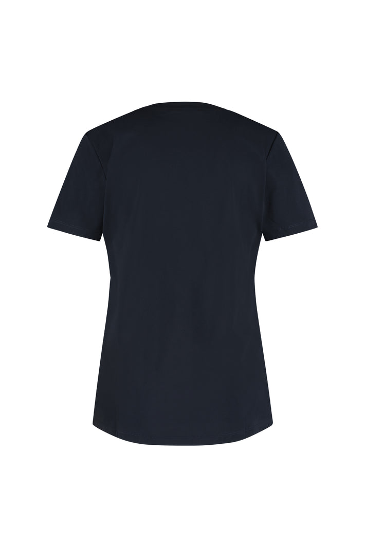 Lady Day reis T-shirt Tyler blauw, casual korte mouwen, ademend katoen, voor dames, voorkant met subtiel ontwerp