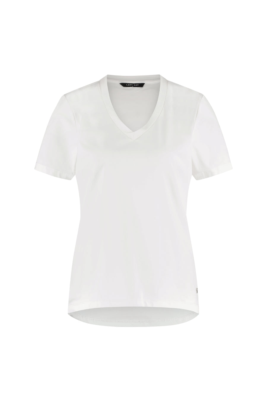 Lady Day travel T-shirt Tyler offwhite, casual en comfortabel, met een eenvoudige ronde hals en zachte stof, zichtbaar op de afbeelding.