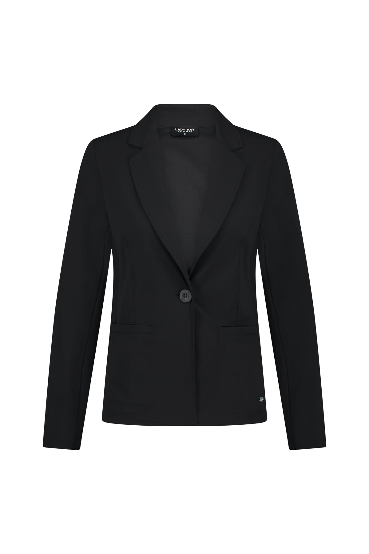 Zwarte Lady Day reisblazer Billy L46-475-0742 gedragen door een model, geschikt voor zakelijk en casual gebruik.