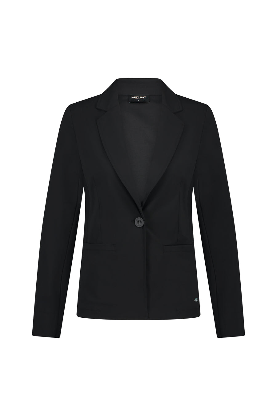 Zwarte Lady Day reisblazer Billy L46-475-0742 gedragen door een model, geschikt voor zakelijk en casual gebruik.