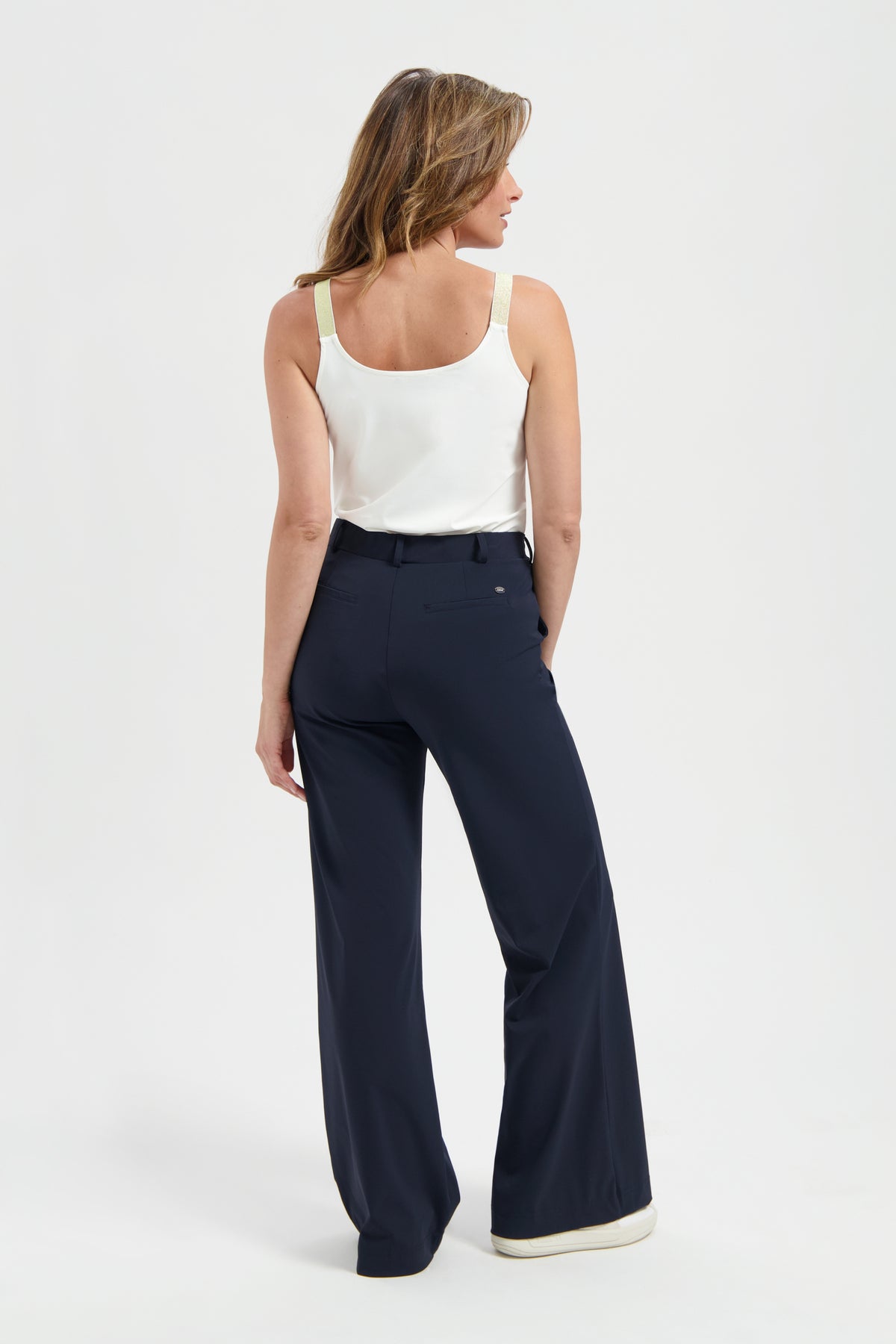 Ladbroek Lady Day Phoenix blauw met elastische taille en steekzakken, comfortabel en geschikt voor reizen.