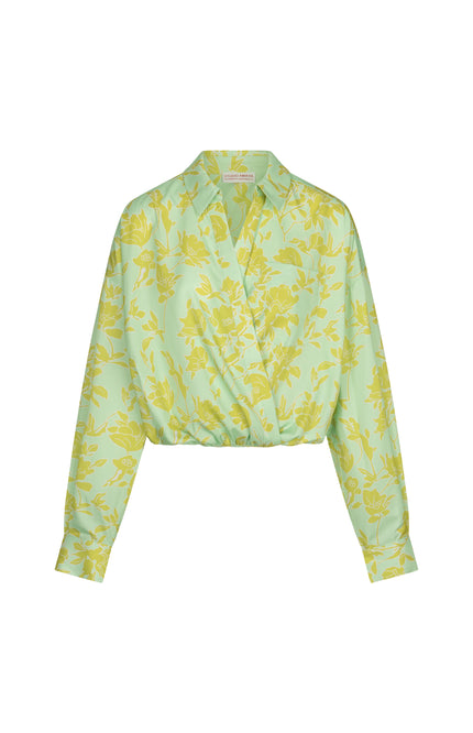 Studio Amaya Blouse Lilou Multi Print Green Stretchshop.nl