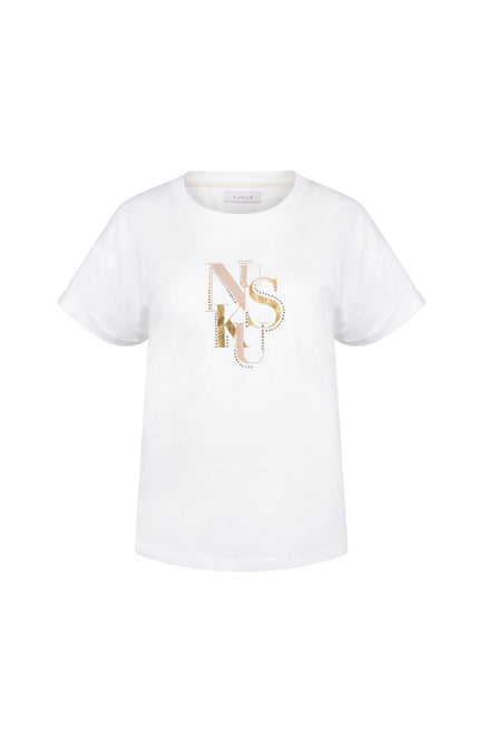 Nukus T-shirt Rowena Offwhite Sand NKS04018 Stretchshop.nl