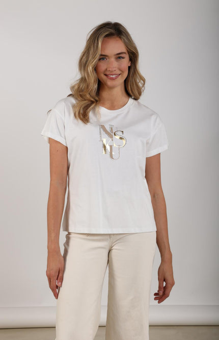 Nukus T-shirt Rowena Offwhite Sand NKS04018 Stretchshop.nl