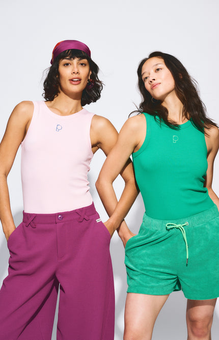 POM Amsterdam Top Rib Palm Green SP9534 Stretchshop.nl