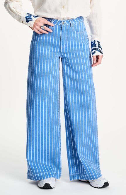 POM Amsterdam Jeans Denim Stripes Blue SP9519 Stretchshop.nl