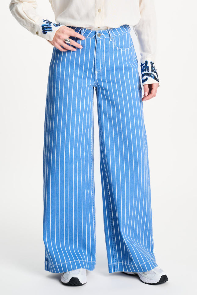 POM Amsterdam Jeans Denim Stripes Blue SP9519 Stretchshop.nl