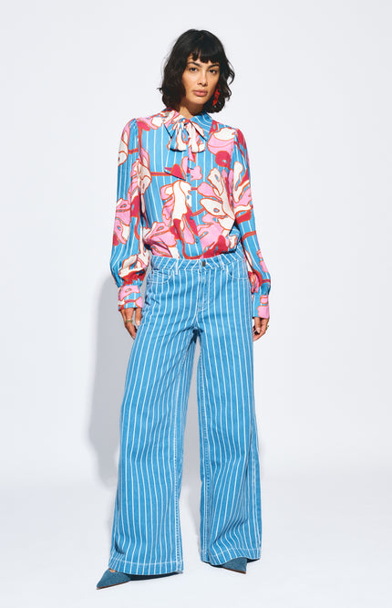 POM Amsterdam Jeans Denim Stripes Blue SP9519 Stretchshop.nl