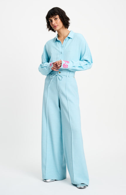 POM Amsterdam Pants Jess Blue Mist SP9516 Stretchshop.nl