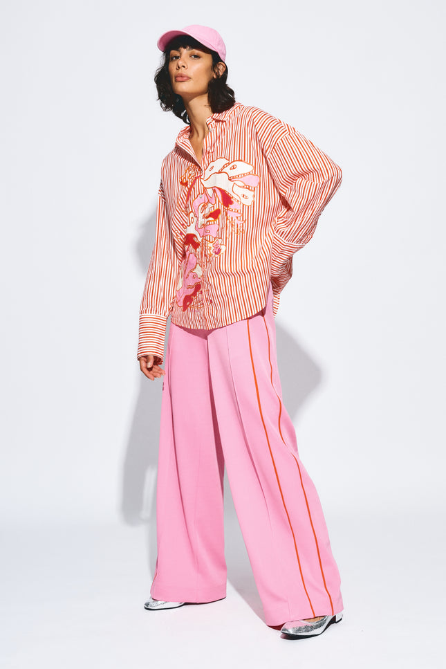 POM Amsterdam Broek Colourblock Cheering Pink SP9514 Stretchshop.nl