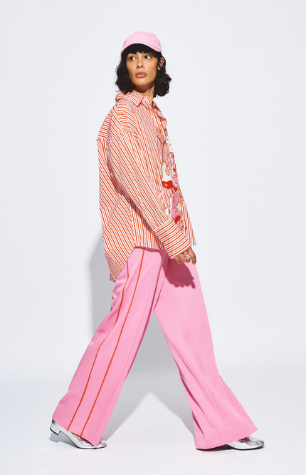 POM Amsterdam Blouse Poplin Striped Orange SP9503 Stretchshop.nl