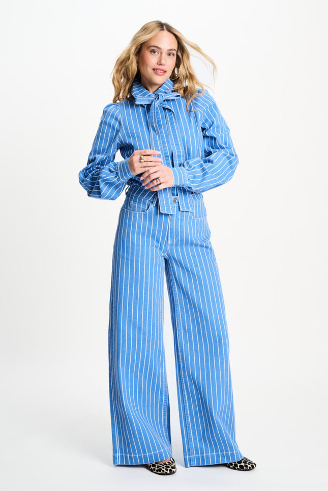 POM Amsterdam Jeans Denim Stripes Blue SP9519 Stretchshop.nl