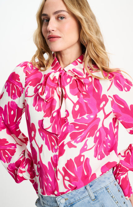 POM Amsterdam Blouse Urban Flora White Multi Colour SP9501 Stretchshop.nl