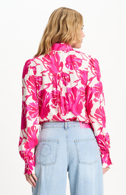POM Amsterdam Blouse Urban Flora White Multi Colour SP9501 Stretchshop.nl