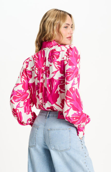 POM Amsterdam Blouse Urban Flora White Multi Colour SP9501 Stretchshop.nl