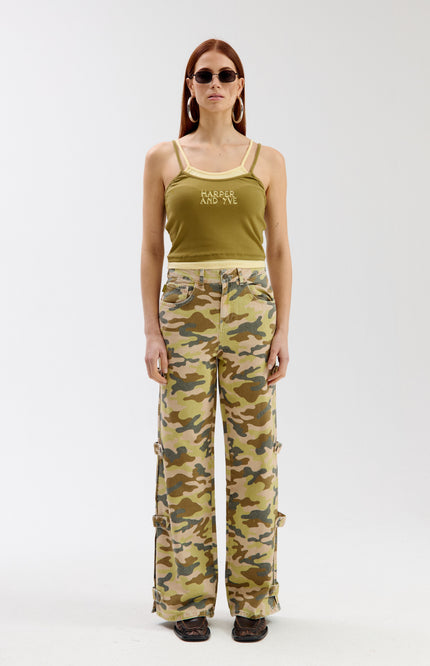 Harper & Yve Jeans Bella Green Camo SS6D100 Stretchshop.nl