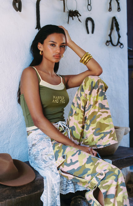 Harper & Yve Jeans Bella Green Camo SS6D100 Stretchshop.nl