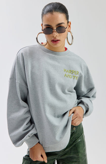 Harper & Yve Sweater Clubavocado Grey Melee SS6Y502 Stretchshop.nl