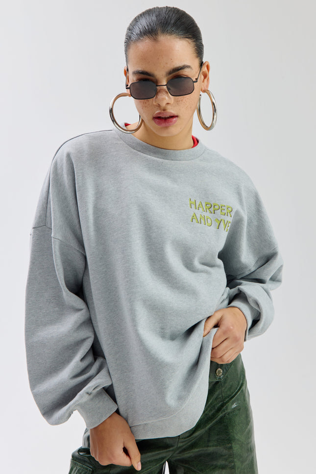Harper & Yve Sweater Clubavocado Grey Melee SS6Y502 Stretchshop.nl