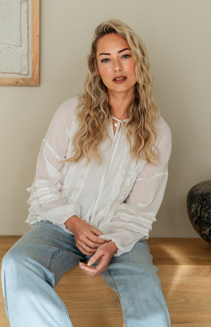 &Co woman Blouse Willeke Offwhite BL424 Stretchshop.nl