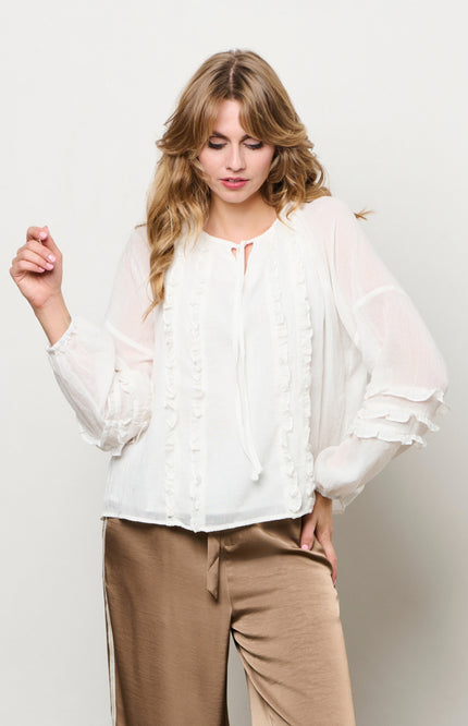 &Co woman Blouse Willeke Offwhite BL424 Stretchshop.nl