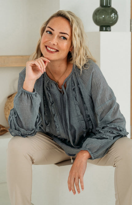 &Co woman Blouse Willeke Dark Slate BL424 Stretchshop.nl