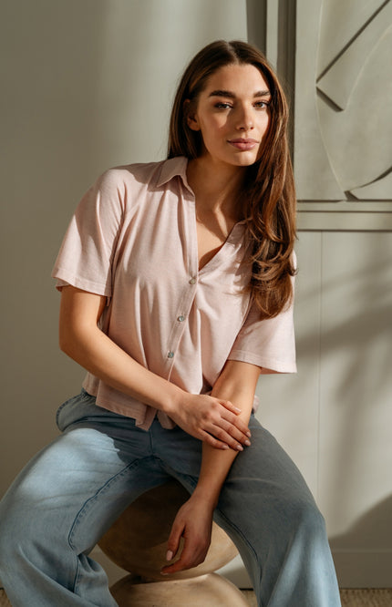 &Co woman Blouse Vanity Pale Pink BL429 Stretchshop.nl
