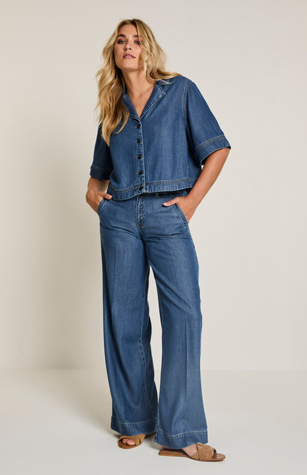 Para Mi Blouse Belle Lyocell Blue SS261266380 Stretchshop.nl