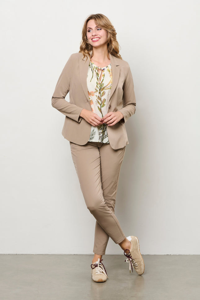 &Co woman Travel Broek Penny Taupe PA100-2 Stretchshop.nl